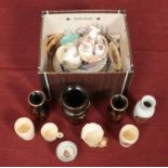 A box of assorted ceramics. Includes Royal Worcester, Carltonware, Hornsea etc.