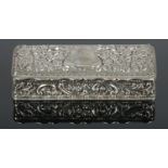 A silver trinket box, with floral decoration. Engraved with 'G.B' on cartouche. Assayed for