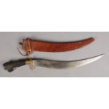 A Philippines blade with leather sheath. 71cm