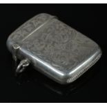 A Silver vesta case decorated with Ivy leaves and scroll work. Assayed in Birmingham 1883 only