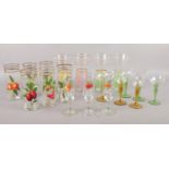 A collection of assorted vintage drinking glasses. Britvic etc.