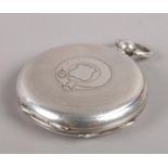 A silver full hunter pocket watch. (Tests as silver)