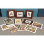 A quantity of mostly framed prints. The Brown Hare, The Common Otter by David Andrews etc