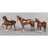 Three Beswick horse figures. Tallest 20cm height.