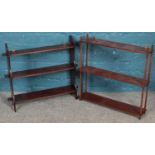 Two wall mounted shelving units. Including mahogany example, etc.