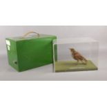 A taxidermy study of a Song Thrush in Perspex presentation box. To include wooden carry case. H: