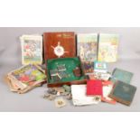 A box of assorted collectables. To include a wooden box with painted ballerina to front, a