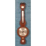 A rosewood banjo barometer with silvered dial.