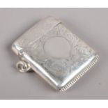 A silver vesta case. Assayed Birmingham 1909. Makers mark worn. 21.8g