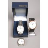 A boxed Seiko Gentleman's quartz wristwatch, together with a leather strapped Sekonda quartz