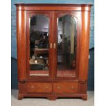 A large mahogany double mirror front wardrobe. (201cm x 150cm)