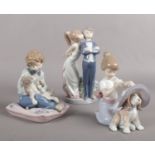 A quantity of Lladro figures. (3) 'Behave' 5703, 'An Elegant touch' 6862, 'Lets Make up' 5555.