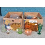 Two boxes of glassware. Vintage drinking glasses, vases, bowls etc