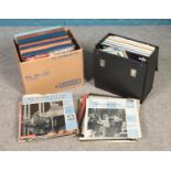A box and a carry case of records. Includes box sets, country, classical, easy listening etc.