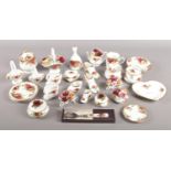 A collection of Royal Albert Old Country Roses bone china ornaments. Includes floral baskets,