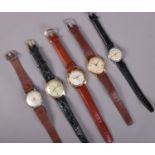 Five gents manual wristwatches. Includes Block Bros, Commodoor, Juvenia, ERC and Orator. Block