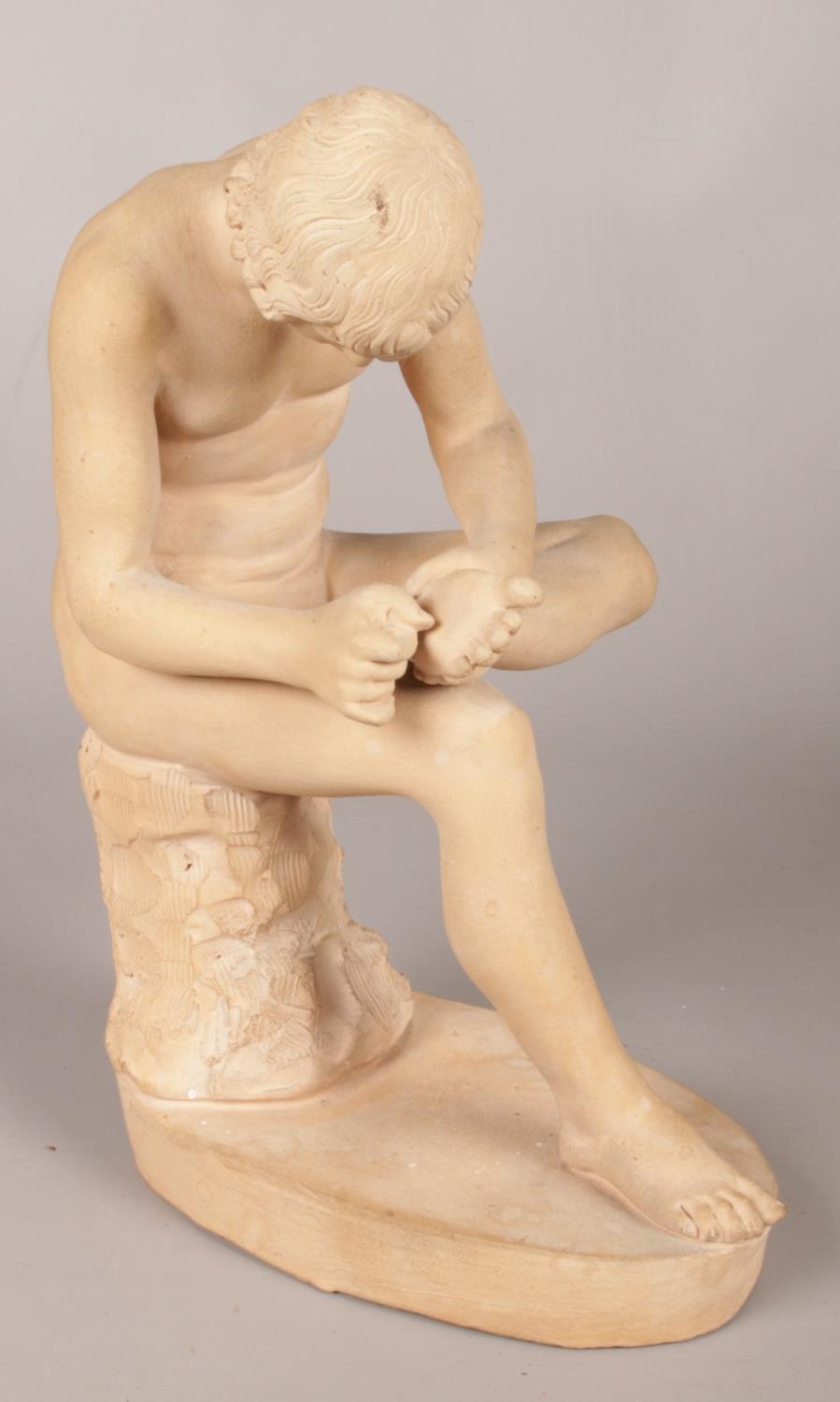 After antiquity, a terracotta sculpture of Spinario/Boy with Thorn. 23.5cm. - Image 2 of 4