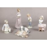 Five Nao by Lladro figurines. 27cm height.