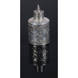 A 19th century Dutch silver scent bottle. With embossed decoration depicting classical scenes. 5.