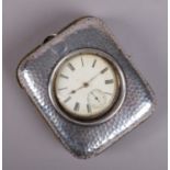 A 19th century silver pocket watch in a silver mounted case. The watch marked for Waltham and