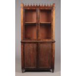 A Regency rosewood bookcase cabinet with brass strung inlay throughout. Height 195cm Width 94cm