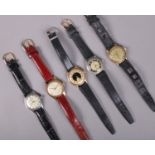 Five gents manual wristwatches. Includes Fico, Enicar, Eppo, Aro and one other. All running.