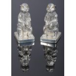 A pair of Continental silver novelty condiments formed as rabbits. Stamped 800. Slight dent to