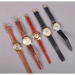 Five gents manual wristwatches. Includes Pato, Veto, Partex, Kralina and Elco. Kralina and Elco