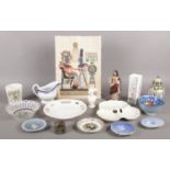 A quantity of mostly ceramics. Including Royal Doulton King Edward VII beaker, Creamware dish,