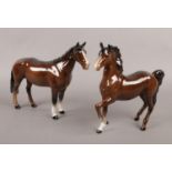 Two Beswick ceramic horses. 17.5 cm height.