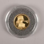 A 1000 Terper 0.999 1/25oz Gold coin, commemorating the 250th anniversary of the birth of Mozart.