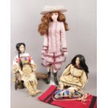 A quantity of porcelain dolls. ' Sacajawea' & ' Minihaha' boxed dolls the hamilton collection by