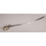 A French Cavalry troopers sword, 1822 light cavalry type, with 89cm curved blade. Knight's head
