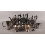 A collection of metalwares. To include a Viners teapot, coffee pot, sugar bowl, a Walker and Hall