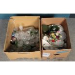 Two large boxes of miscellaneous ceramics and glassware. To include a large quantity of cut glass,