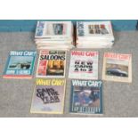 A box of 'What Car?' Magazine. Including 1980s and 1990s examples, etc.