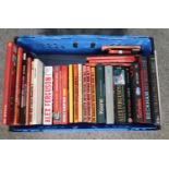 A box of Manchester United related football books. Autobiographies of Alex Ferguson, George Best,