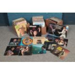 Three boxes of country and pop vinyl LP's. Artists to include Elvis Presley, John Denver, Barry