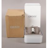 A ladies DKNY quartz wristwatch, in original box and booklet. Model number NY-3493.