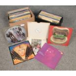 A box and a carry case of LP records. Includes Led Zeppelin, The Rolling Stones, Soul etc.