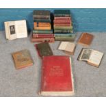 A box of books. Including antique examples, The Times Atlas Selfridge Edition, 1829 The Dramatic