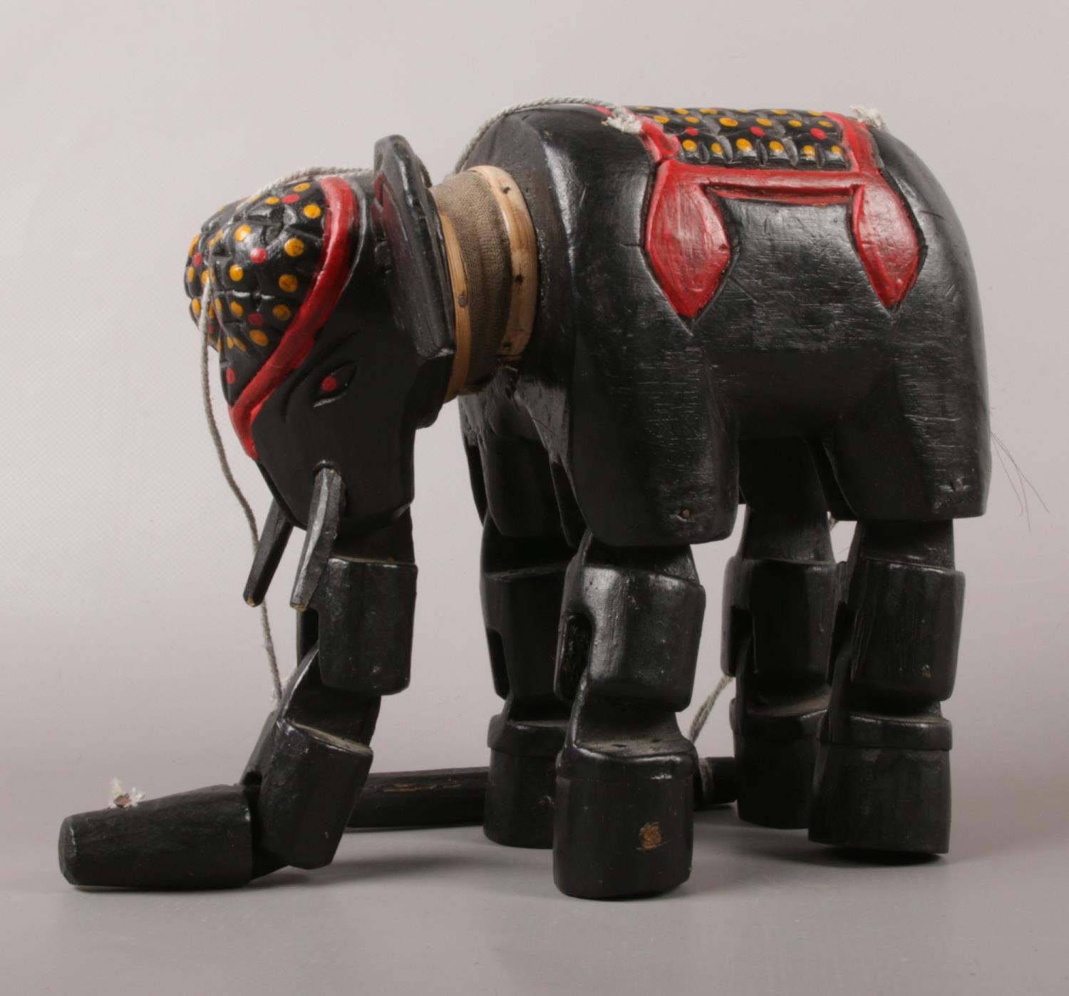 A vintage wooden elephant marionette. - Image 2 of 2