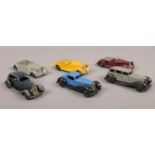 A collection of vintage Dinky die cast cars. (6) Lagonda, Sunbeam- Talbot etc
