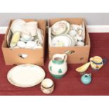 Two boxes of miscellaneous. Including Primrosa jug, display plates, West German jug, etc.