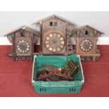 Three Black Forest cuckoo clocks, for restoration/spares or repairs.