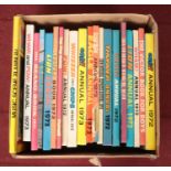 A box of 1970s annuals. Includes Cor!!, Eagle, Star Trek, The Beano etc.