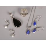 A small quantity of silver jewellery. Including suite, large pendant, ring, etc.