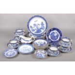 A quantity (approximately 34 pieces) of blue and white table ceramics, including Booths 'Real Old