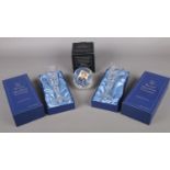 Three boxed commemorative crystal ware. Royal Doulton Webb Corbett HM Queen Elizabeth 60th