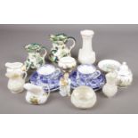 A collection of ceramics. Includes Royal Doulton Sleepyhead, Belleek, Masons Chartreuse etc.